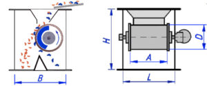 Схема с размерами барабанного магнитного сепаратора